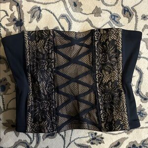 Black Corset with Lace Overlay